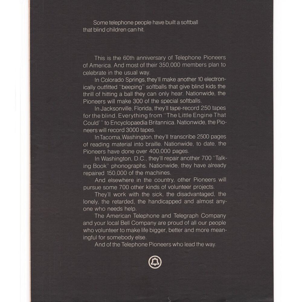 Bell Telephone Pioneers of America Advertisement Vtg 1960s Disability Innovation
